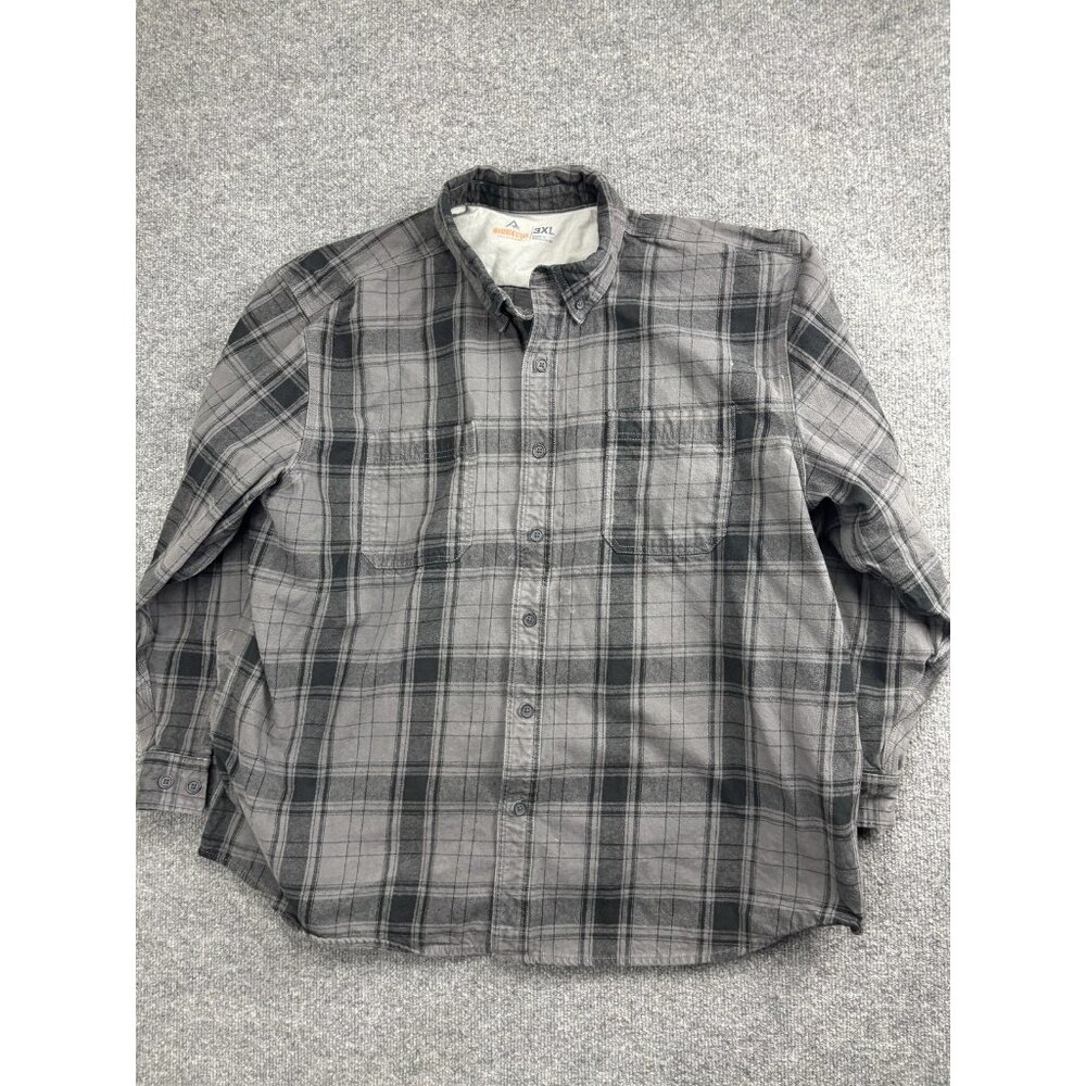 Ridgecut Shirt Mens 3XL Gray Plaid Flannel Button Front Long Sleeve‎ Workwear